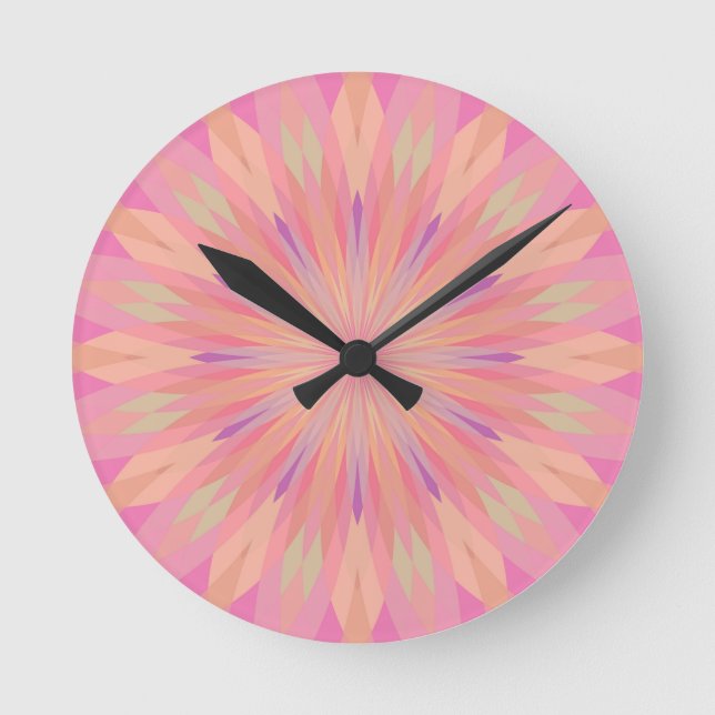 Pink Pixels 3 Round Clock (Front)