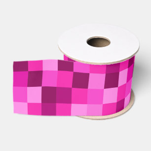 Pink Pixels Ribbon, Modern Pixels Pink Ribbon Grosgrain Ribbon