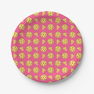 Pink pizza pattern paper plate
