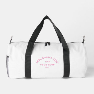 Pink PKBL Social Club Crest Monogram Pickleball Duffle Bag