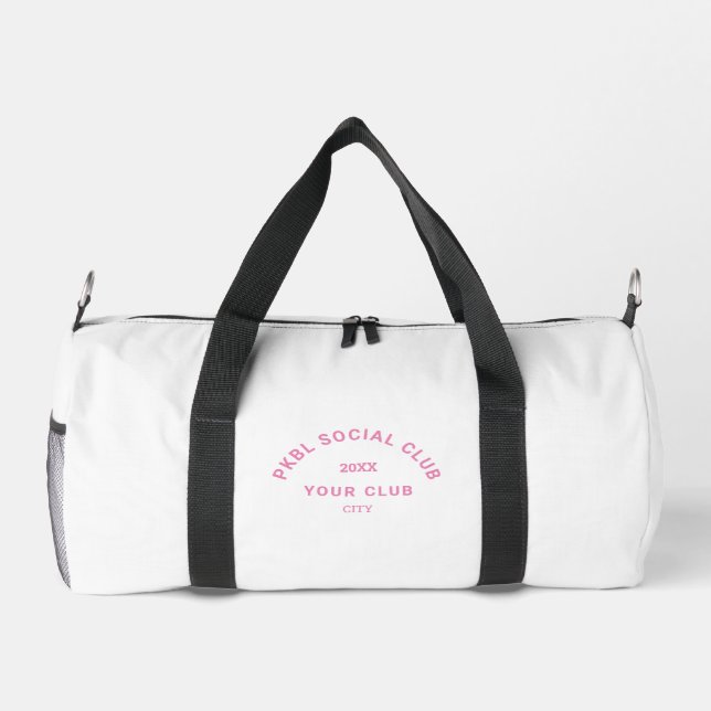 Pink PKBL Social Club Crest Monogram Pickleball  Duffle Bag (Back)