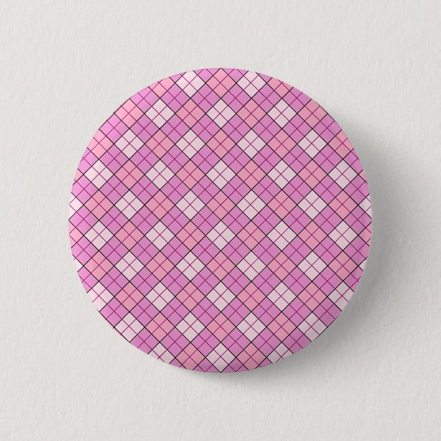 Pink Plaid 2 Inch Round Button (Front)