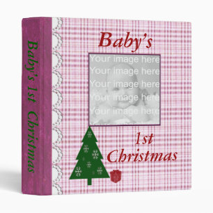 Pink Plaid Baby’s First Christmas Photo Album Binder
