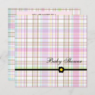 Pink Plaid Baby Shower Invitation