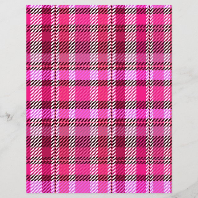 Pink Plaid Bulk Scrapbook Paper Pages (Front)