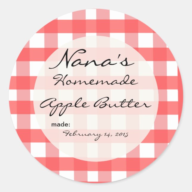 Pink Plaid Canning lid cover for 2.5 inch lid Classic Round Sticker (Front)