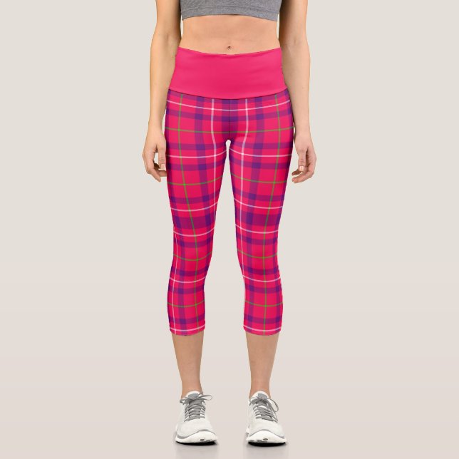 Pink Plaid Capri Leggings (Front)