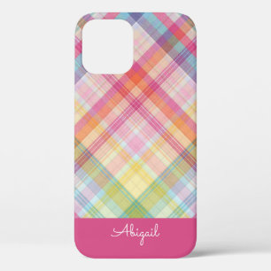 Pink Plaid iPhone 12 Case