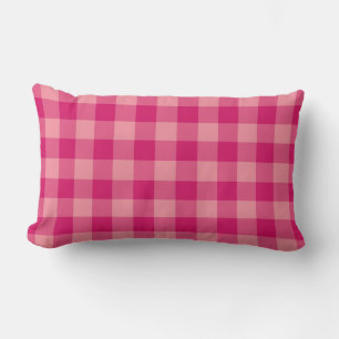 Pink Plaid Chequered Pattern Lumbar Pillow