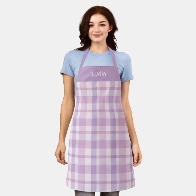 Pink Plaid Custom Apron (Worn)