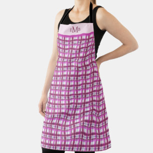 Pink Plaid Custom Monogram Initials Apron