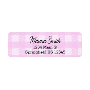 Pink Plaid cute return address