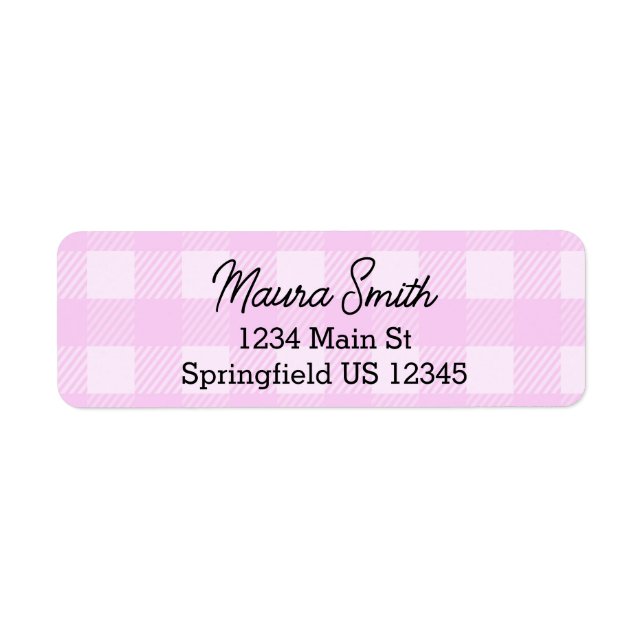 Pink Plaid cute return address (Front)