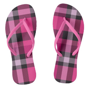 Pink Plaid Flip Flops
