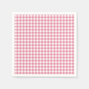 Pink Plaid Gingham Baby Shower Napkin