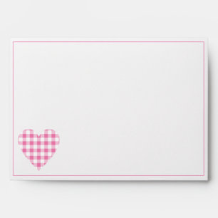 Pink Plaid Gingham Check Heart  Envelope