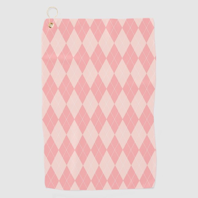 Pink Plaid Golf Towel (Front)