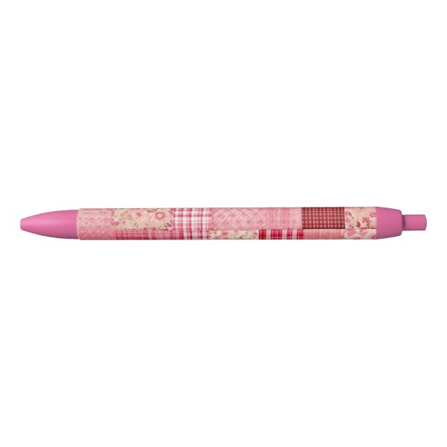 Pink plaid ink pens, can be personalized black ink pen (Front)