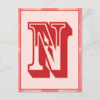 Pink Plaid Letter "N" Typography Banner Card