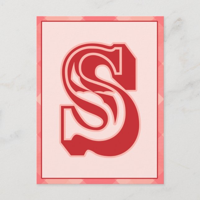 Pink Plaid Letter "S" Typography Banner Card (Front)
