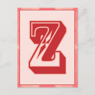 Pink Plaid Letter "Z" Typography Banner Card
