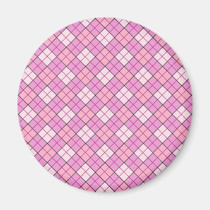 Pink Plaid Magnet (round)