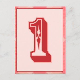 Pink Plaid Number "1" Typography Banner Card