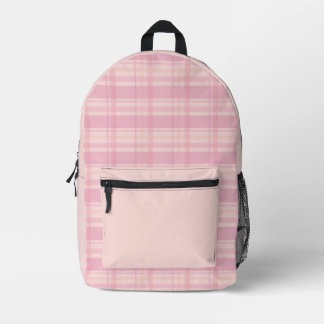 Pink Plaid Pastel Pattern Printed Backpack