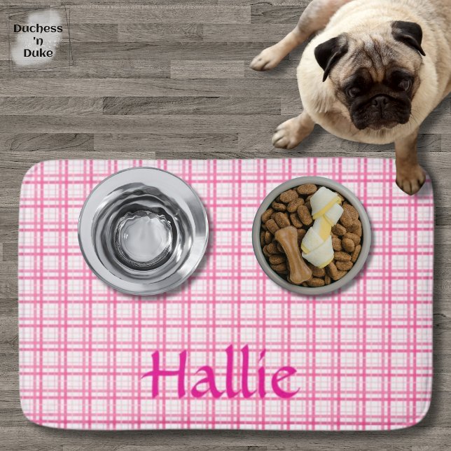 Pink Plaid Pattern Absorbent Pet Mat (Pink Plaid Pattern Absorbent Pet Mat)