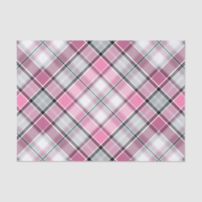 Pink Plaid Pattern Chic Tissue Paper (Front)