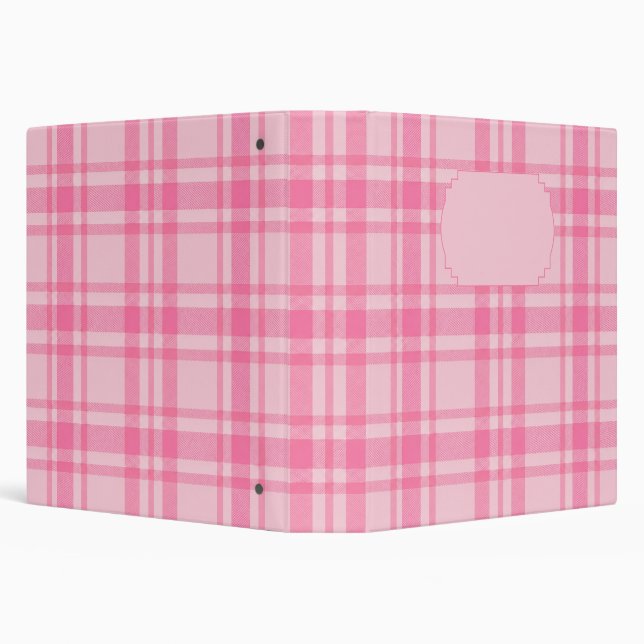 Pink plaid pattern pink dramatic custom name binder (Background)