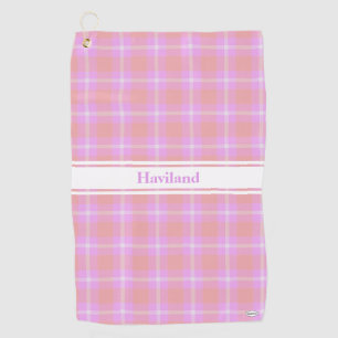 Pink Plaid Personalized Golf Towel HAMbWG