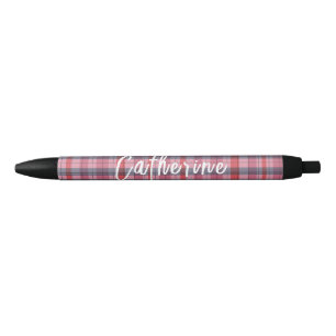 Pink Plaid Personalized Pen   One Owl Artist