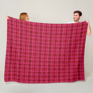 Pink Plaid Pixels Large Fleece Blanket
