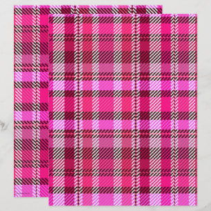 Pink Plaid Scrapbook Paper 2-Sided Page