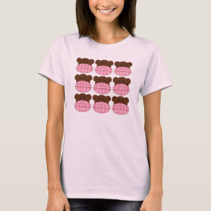 Pink Plaid Sock Monkeys - t-shirt