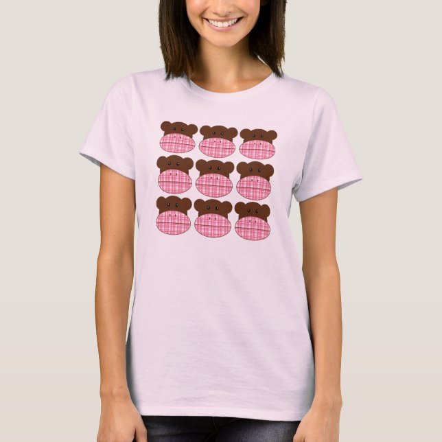 Pink Plaid Sock Monkeys - t-shirt (Front)