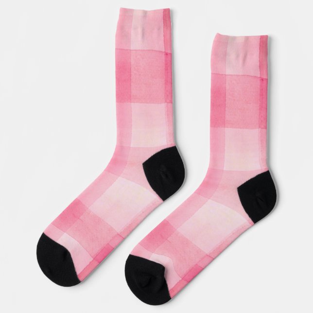Pink Plaid Socks (Left)