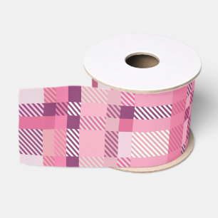 Pink Plaid Tartan 3" Wide Grosgrain Ribbon