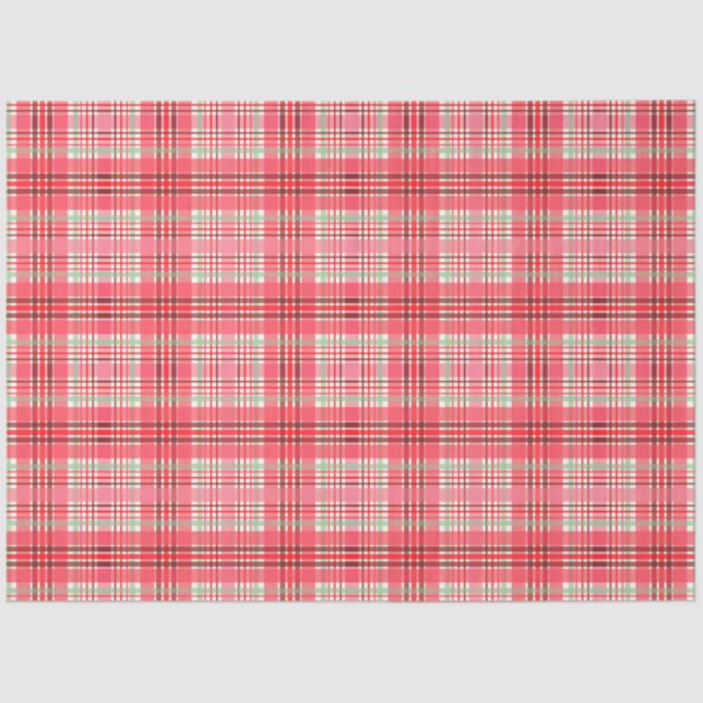 Pink Plaid Tartan Tissue Paper (Front)