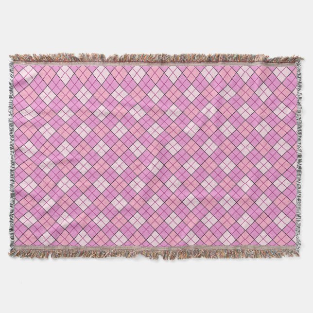 Pink Plaid Throw Blanket (Front)