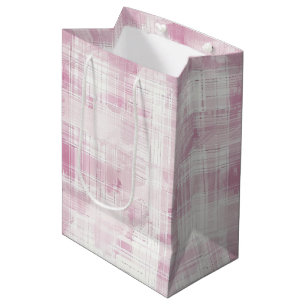 Pink Plaid White Stripes Birthday Medium Gift Bag