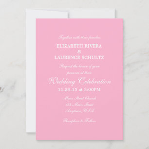 Pink Plain Simple Wedding Invitation
