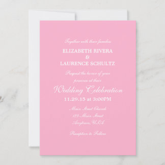 Pink Plain Simple Wedding Invitation
