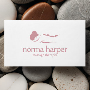 Pink Plain Stone Massage Therapy Wellness Day Spa Business Card