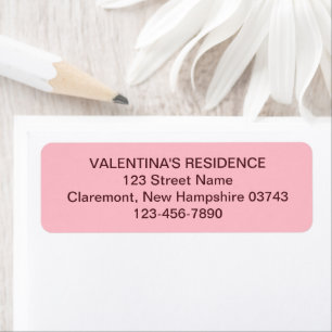 Pink Plain Text Wedding Return Address Label