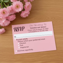 Pink Plain Text Wedding RSVP