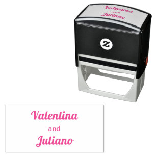 Pink Plain Text Wedding Stamp