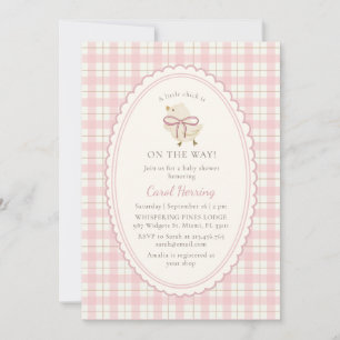 Pink Plate, Little Chick Girl, Baby Shower Invitation