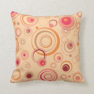 Pink Playful Retro Circles Throw Pillow